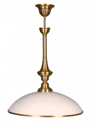 Lampa wisząca Dewon, klasyczna, mosiężna lampa wisząca 1 płomienna, mleczno-białe klosze