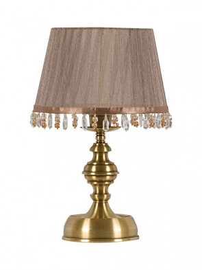 Lampa stołowa Werona - 1 płomienna lampa stołowa z mosiądzu z abażurem.