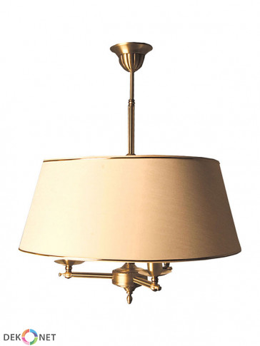 Lampa wisząca Oktawia, klasyczna, mosiężna, 3 płomienna lampa wisząca z abażurami