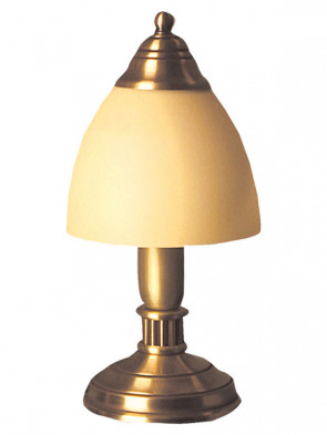 Lampa stołowa Karo, klasyczna, mosiężna 1 płomienna lampa stołowa z kloszem ecru