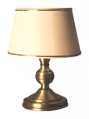 Lampa stołowa Oktawia, klasyczna, mosiężna stołowa lampa 1 płomienna z abażurem