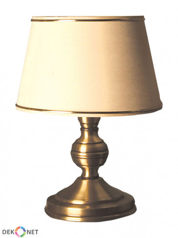 Lampa stołowa Oktawia, klasyczna, mosiężna stołowa lampa 1 płomienna z abażurem