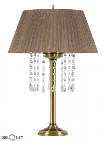 Lampa stołowa Udine -  3 płomienna mosiężna lampa stołowa z abażurem
